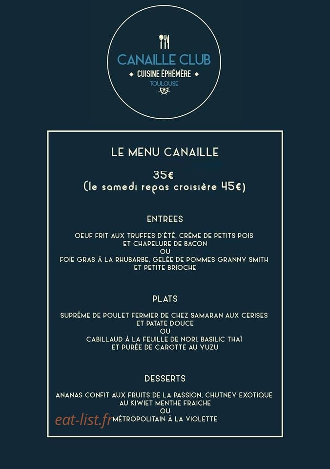Canaille Club — carte page 1