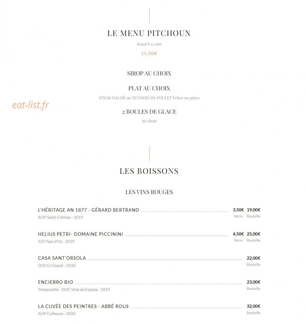 Carte et menu de Casa Dupuy à Toulouse — Les boissons