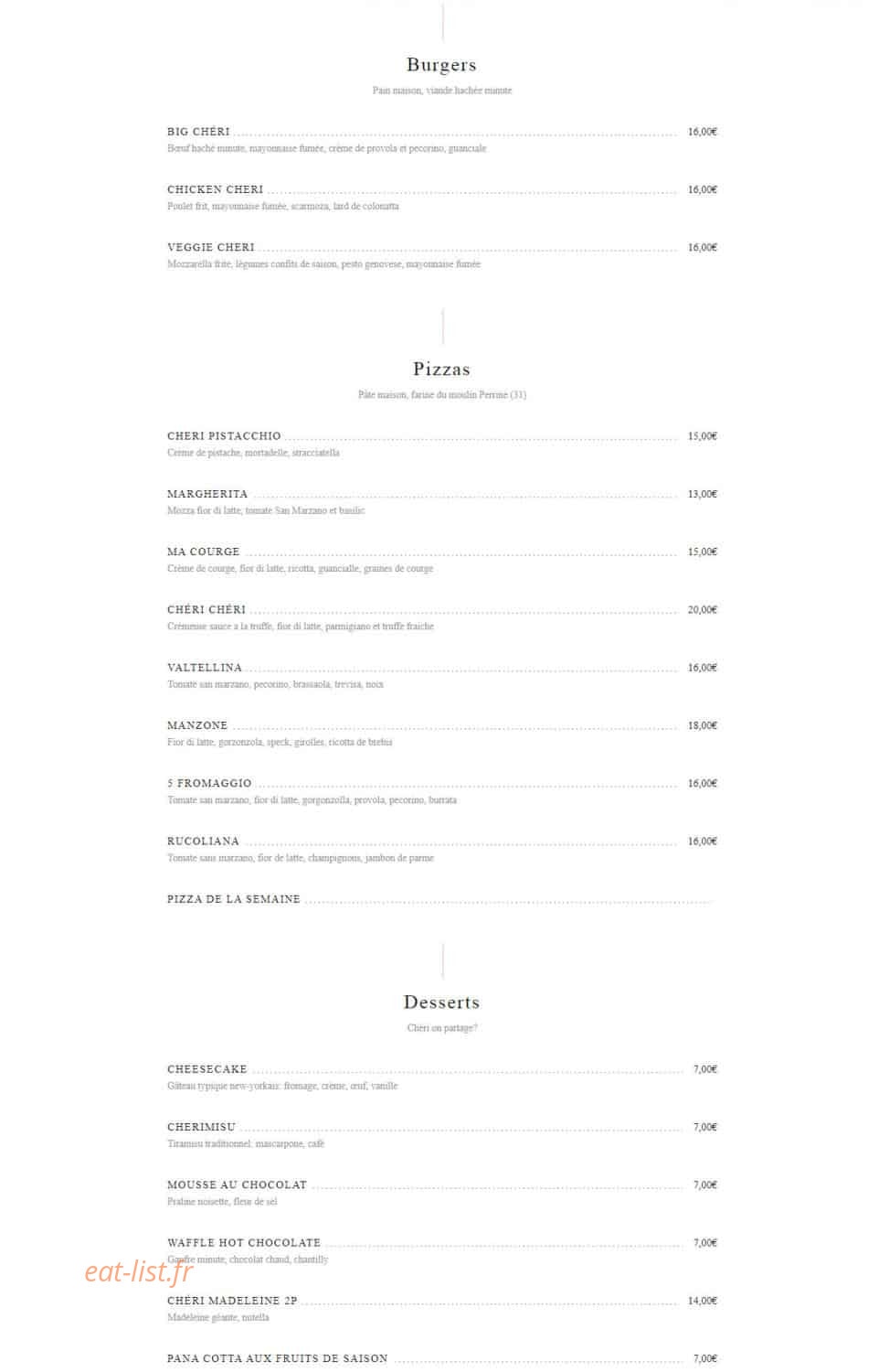 Chéri Chéri — carte page 3