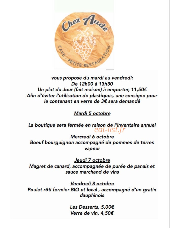 Chez Aude — carte page 1