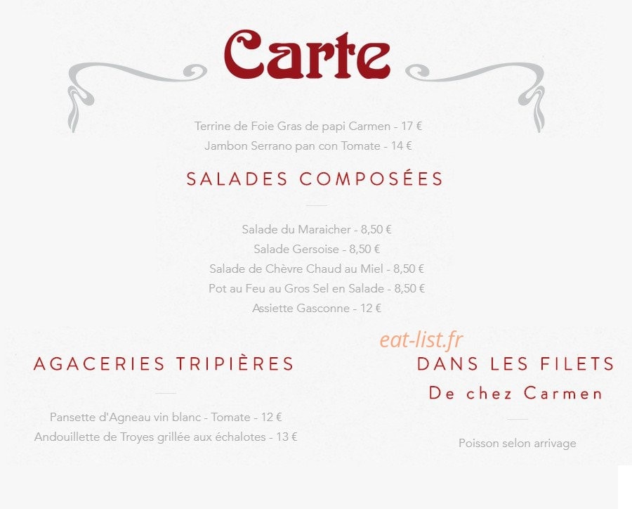 Chez Carmen — carte page 2