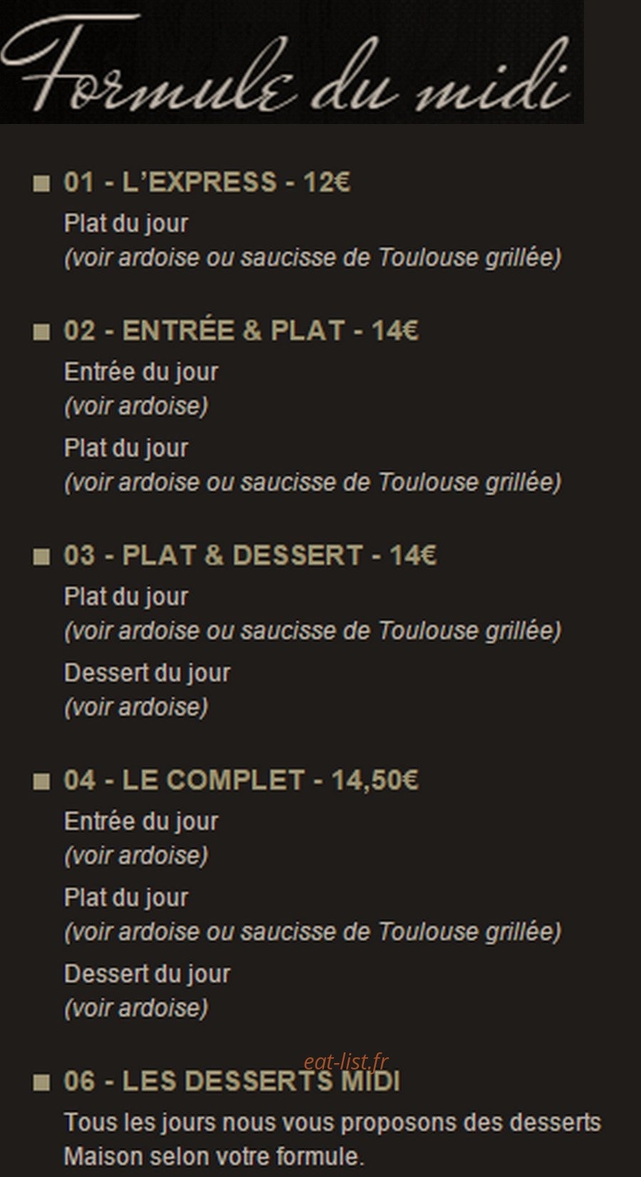 Chez Casi — carte page 1