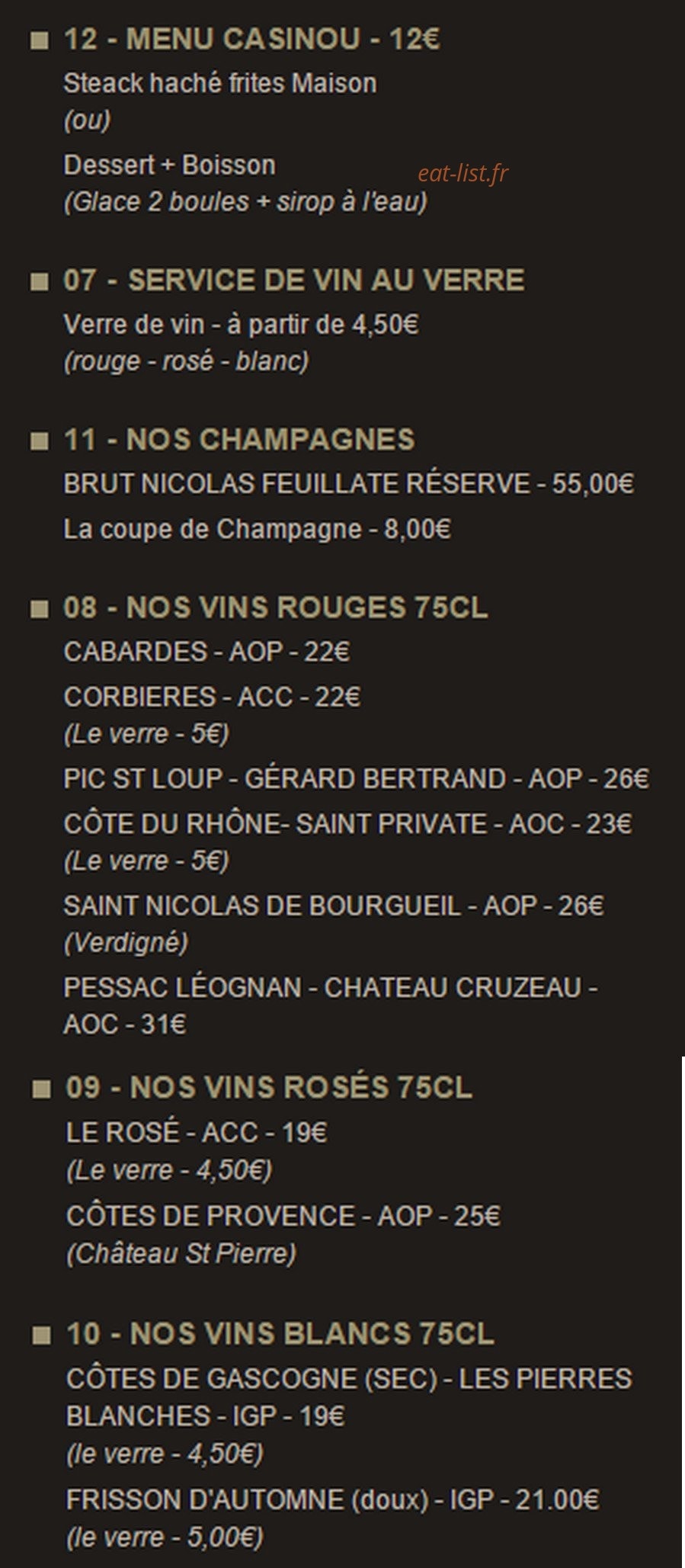 Chez Casi — carte page 2