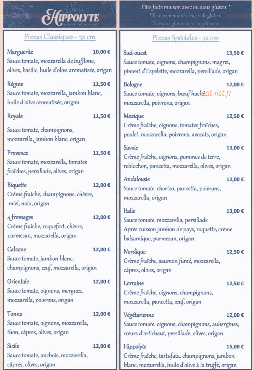 Chez Hippolyte — carte page 1