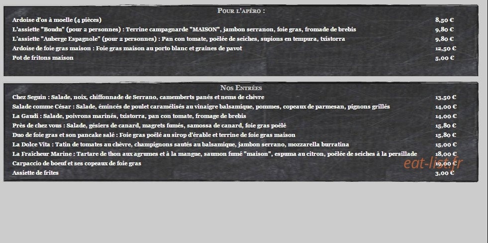 Chez Ingall's — carte page 3
