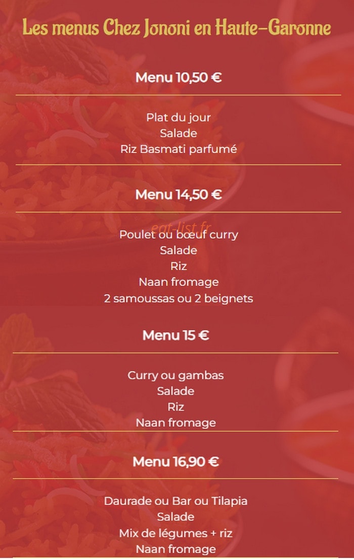 Chez Jononi — carte page 1