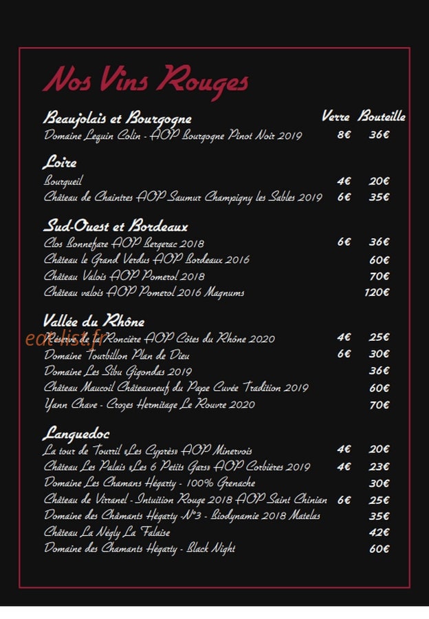 Chez Joseph — carte page 6