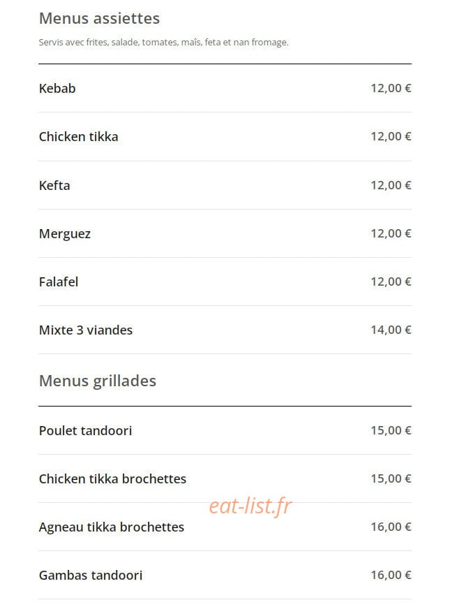 Chez Naan — carte page 2