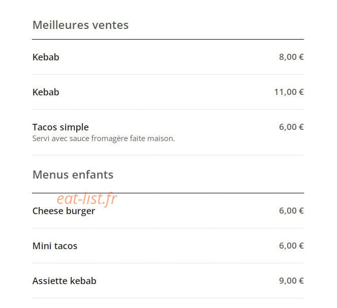 Chez Naan — carte page 1