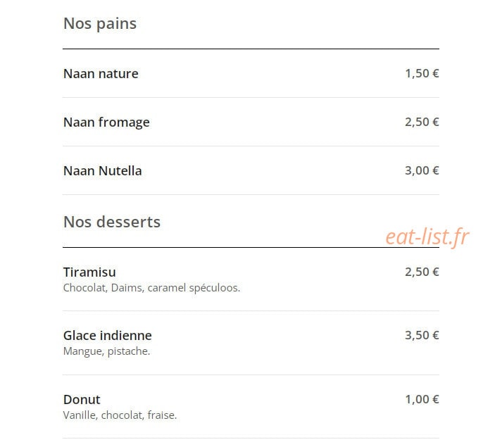 Chez Naan — carte page 9