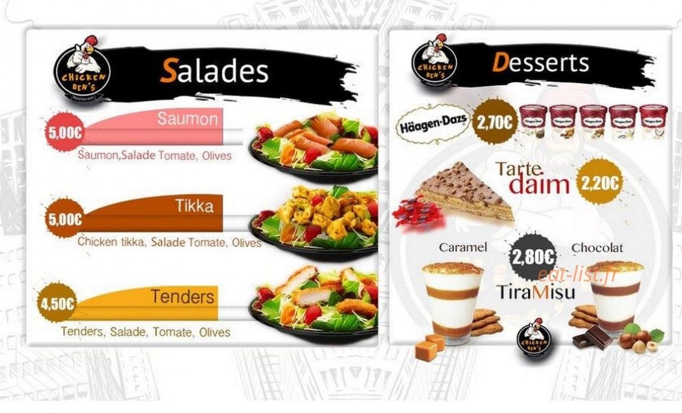 Chicken Ben's — carte page 6