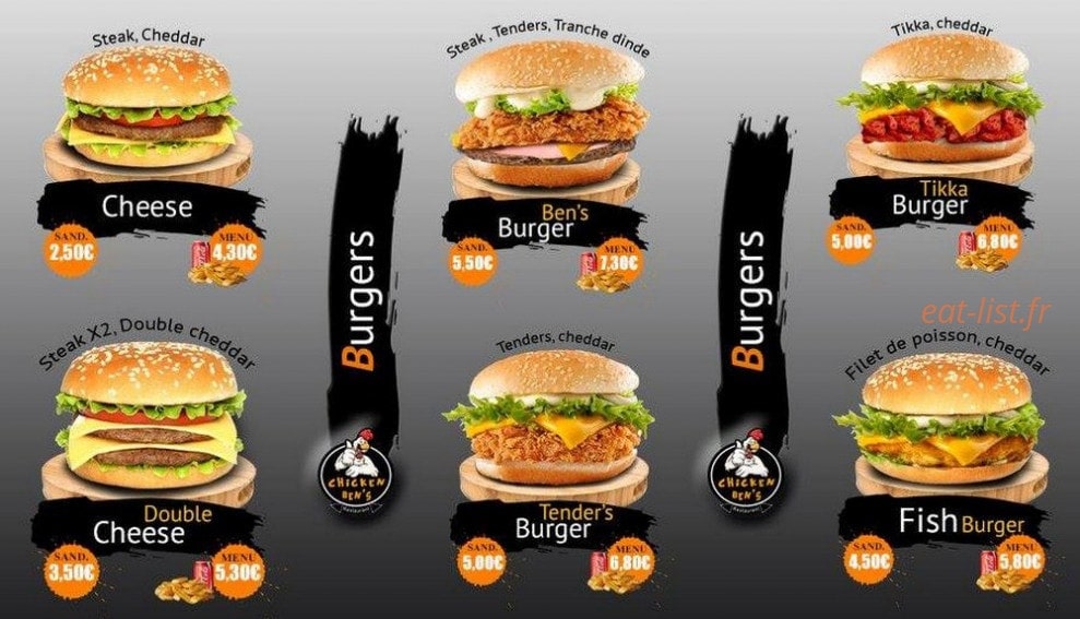 Chicken Ben's — carte page 1