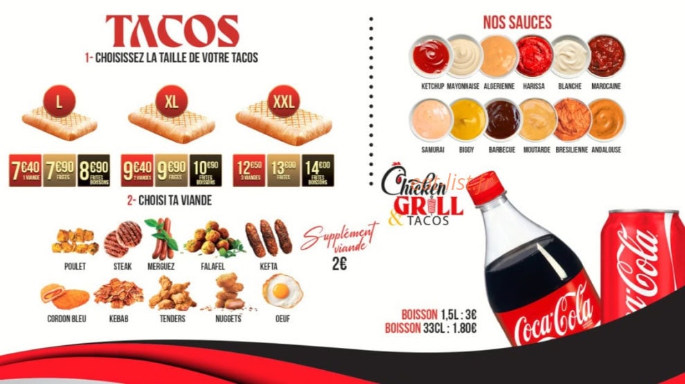 Chicken grill & tacos — carte page 4