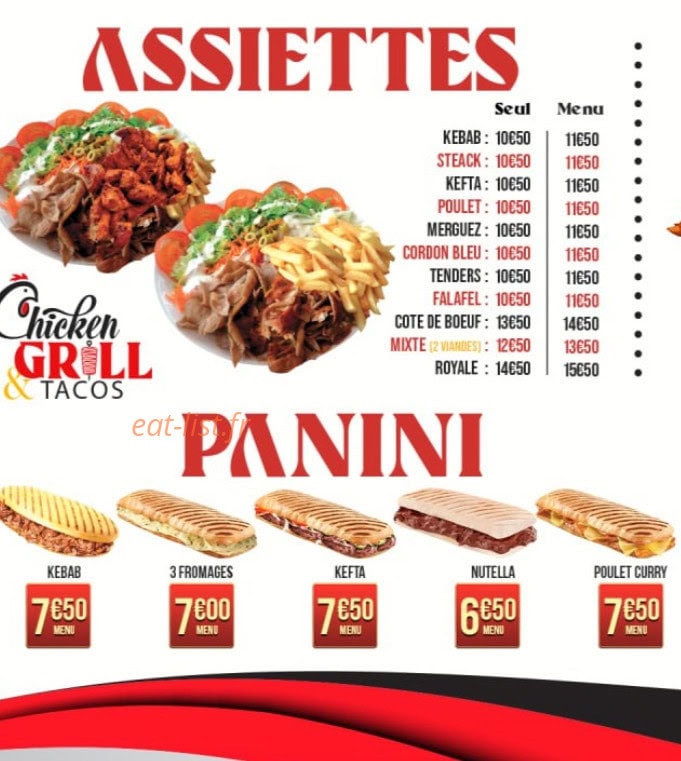 Chicken grill & tacos — carte page 1