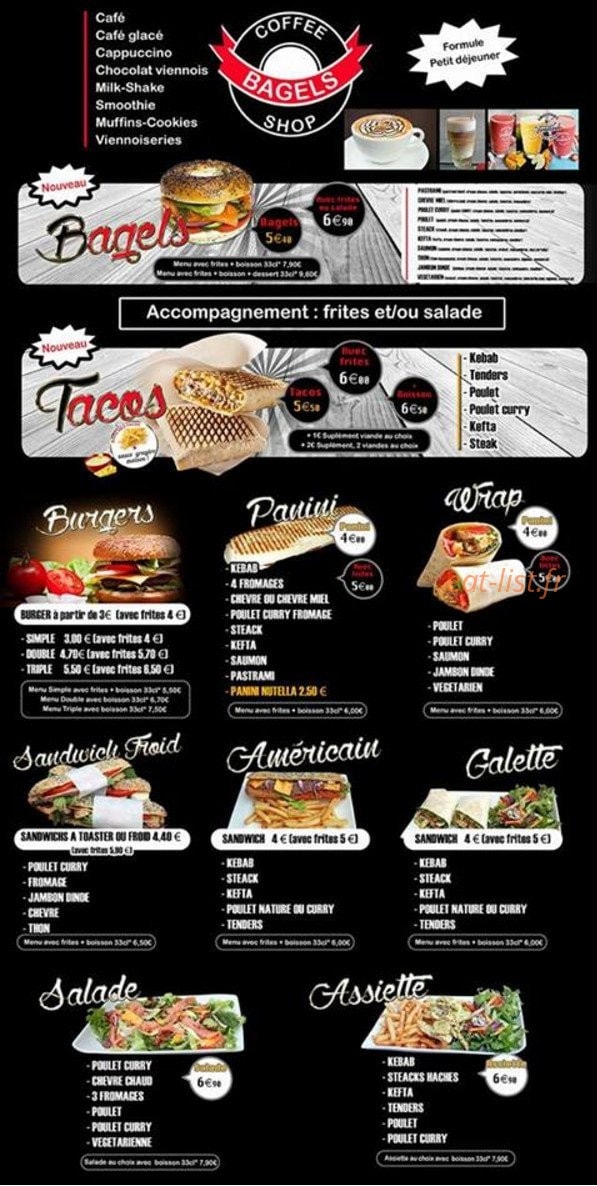Coffee Bagels — carte page 1