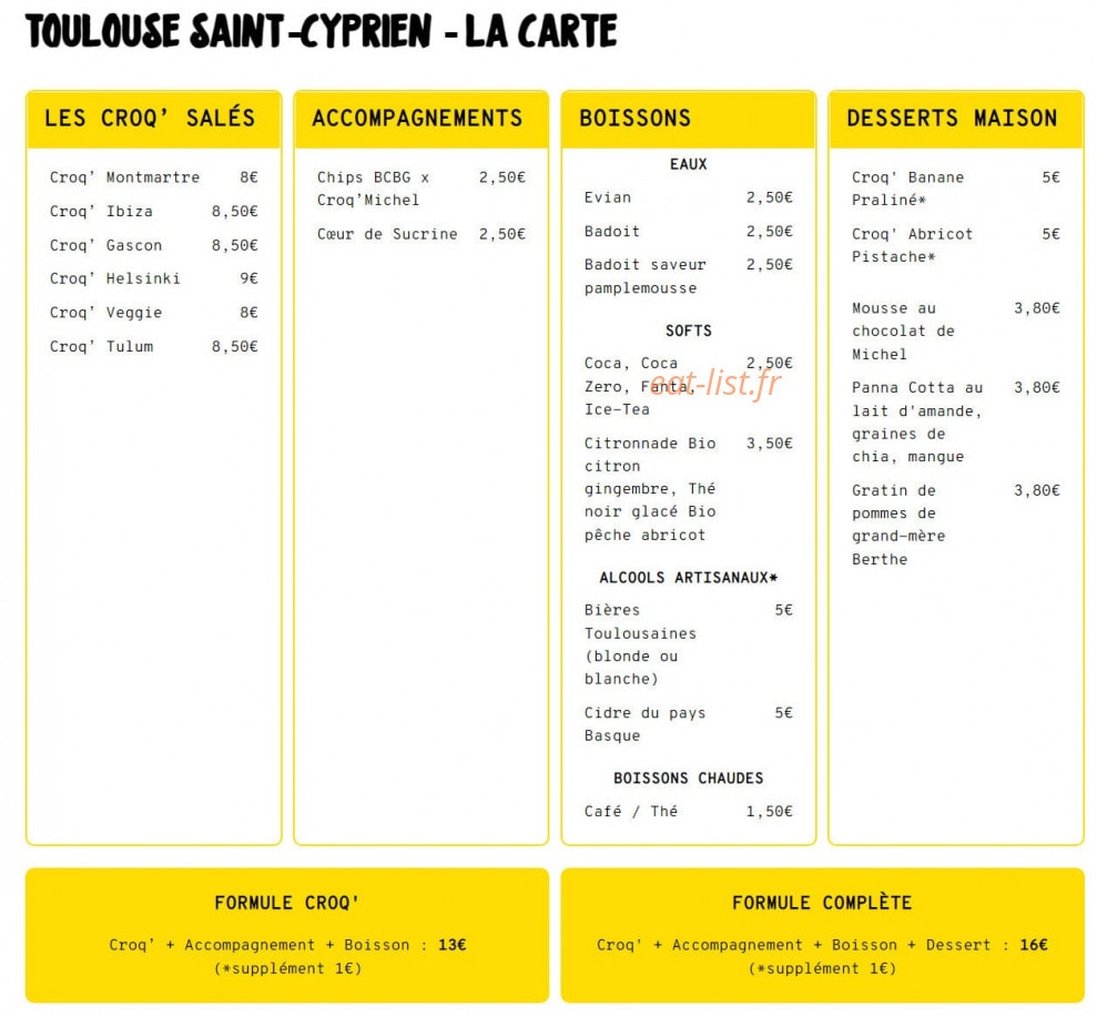Croq’ Michel — carte page 1