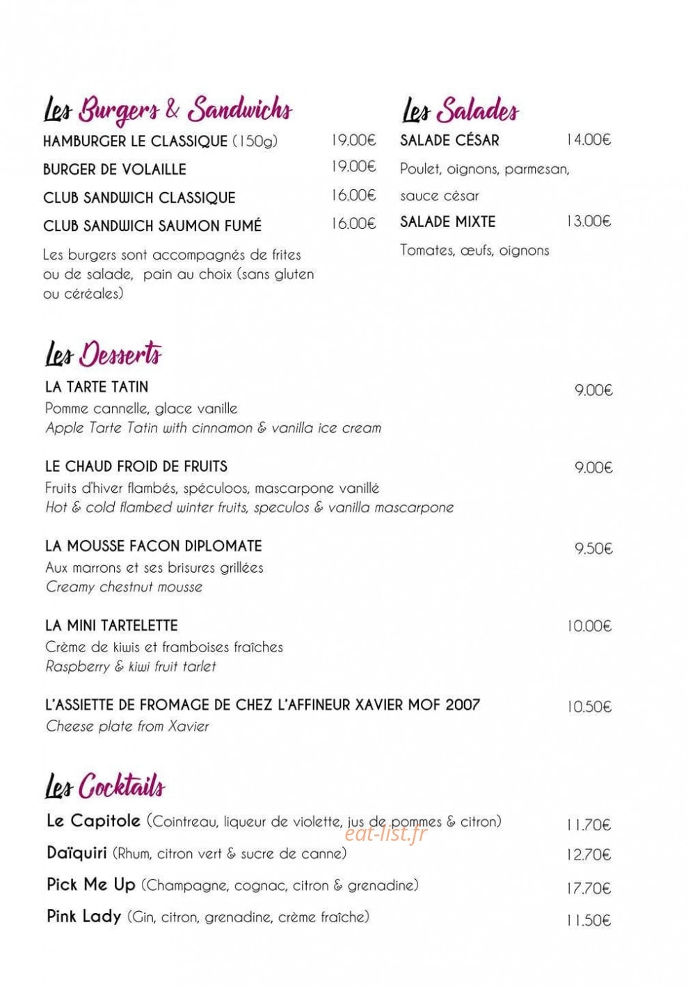 Crowne Plaza — carte page 4