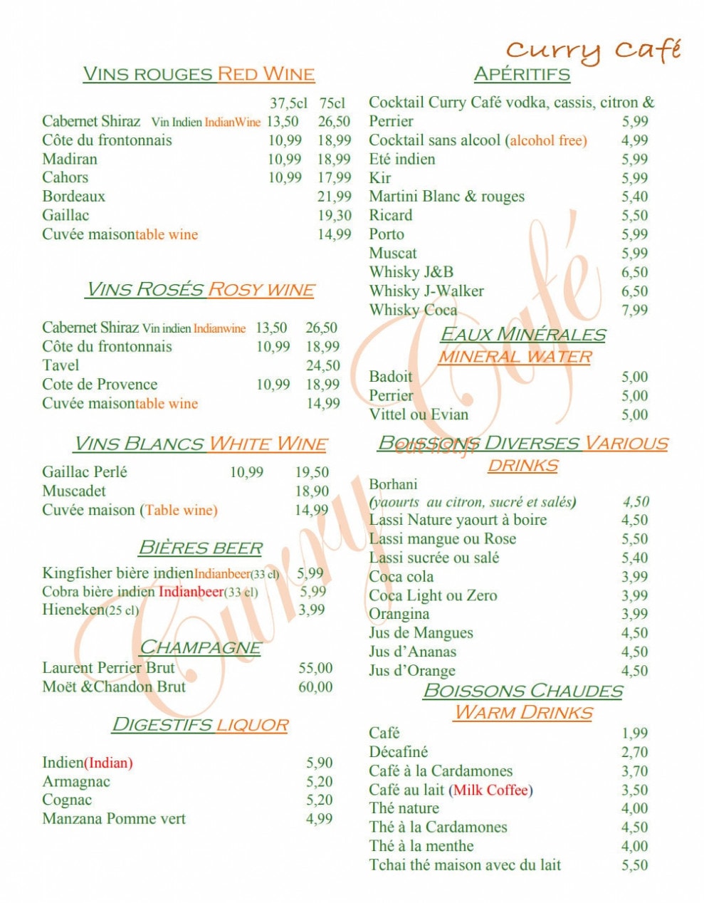 Curry Café — carte page 6