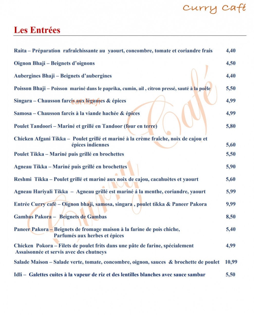 Curry Café — carte page 2
