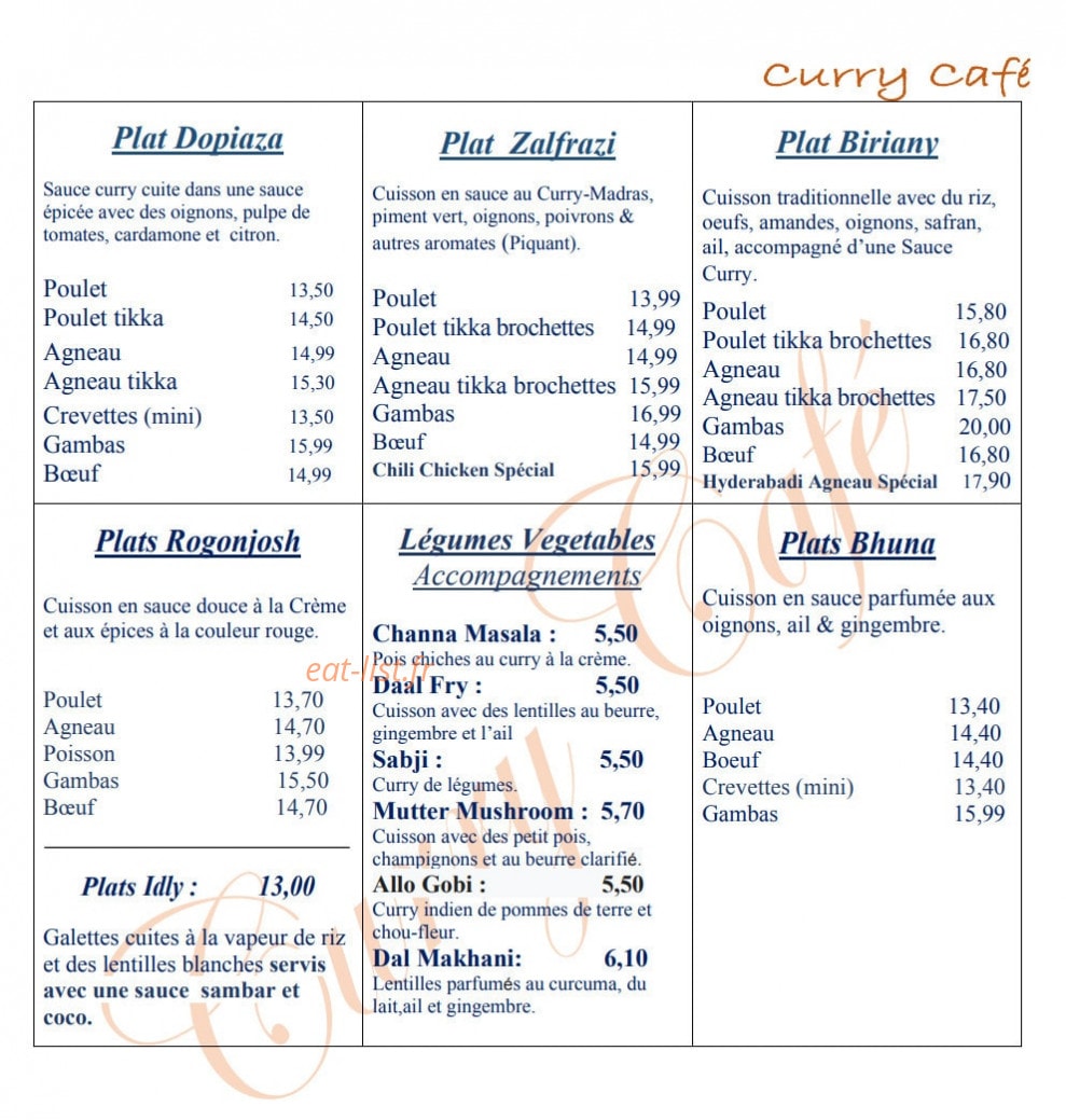 Curry Café — carte page 4