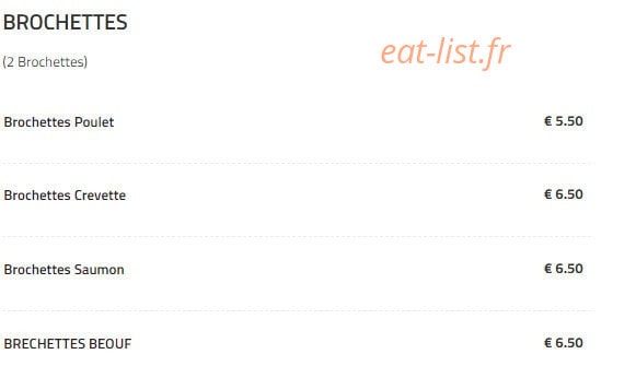 Carte et menu de Daily sushi à Toulouse — Les brochettes