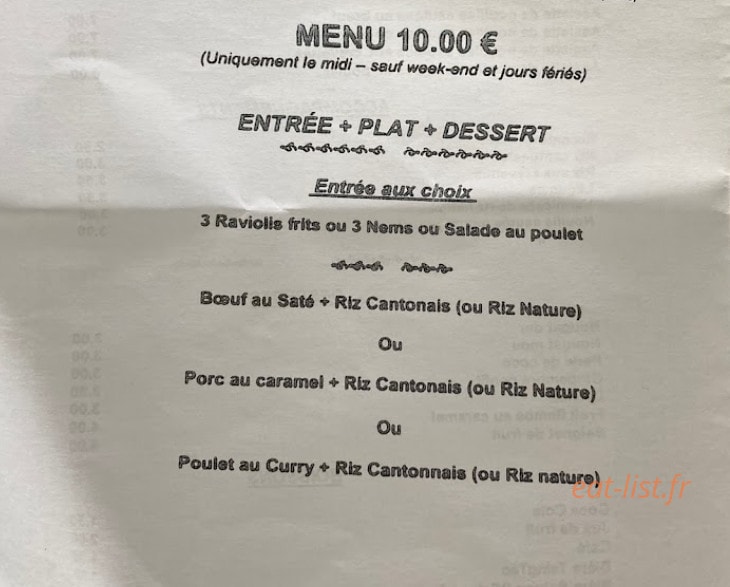 Délice Saïgon — carte page 2