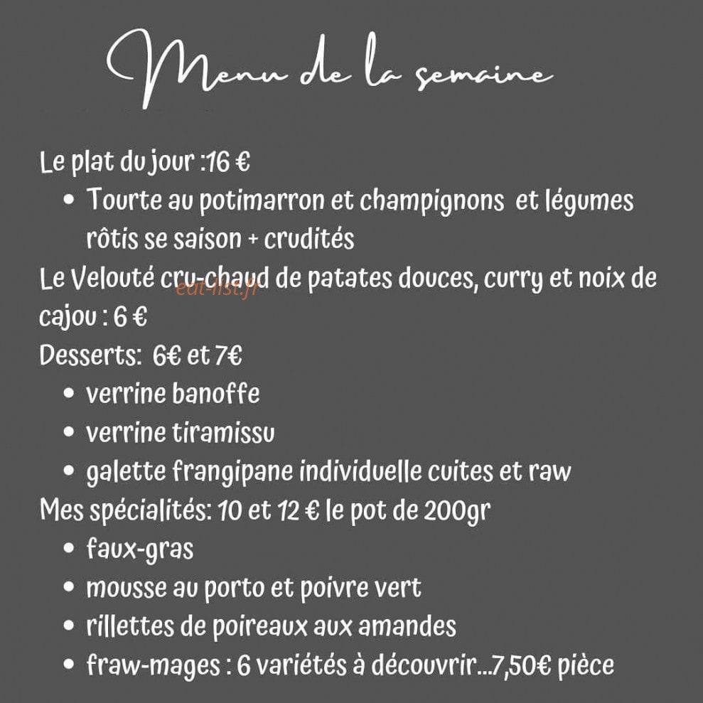 Douceurs Végétales — carte page 1