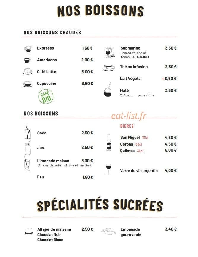 El Almacen — carte page 2