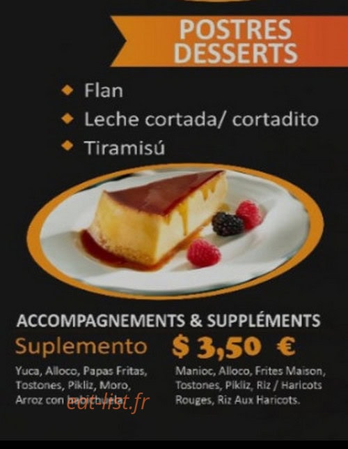 Carte et menu de El dominicano à Toulouse — Les desserts