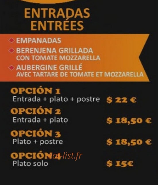 Carte et menu de El dominicano à Toulouse — Les entrées