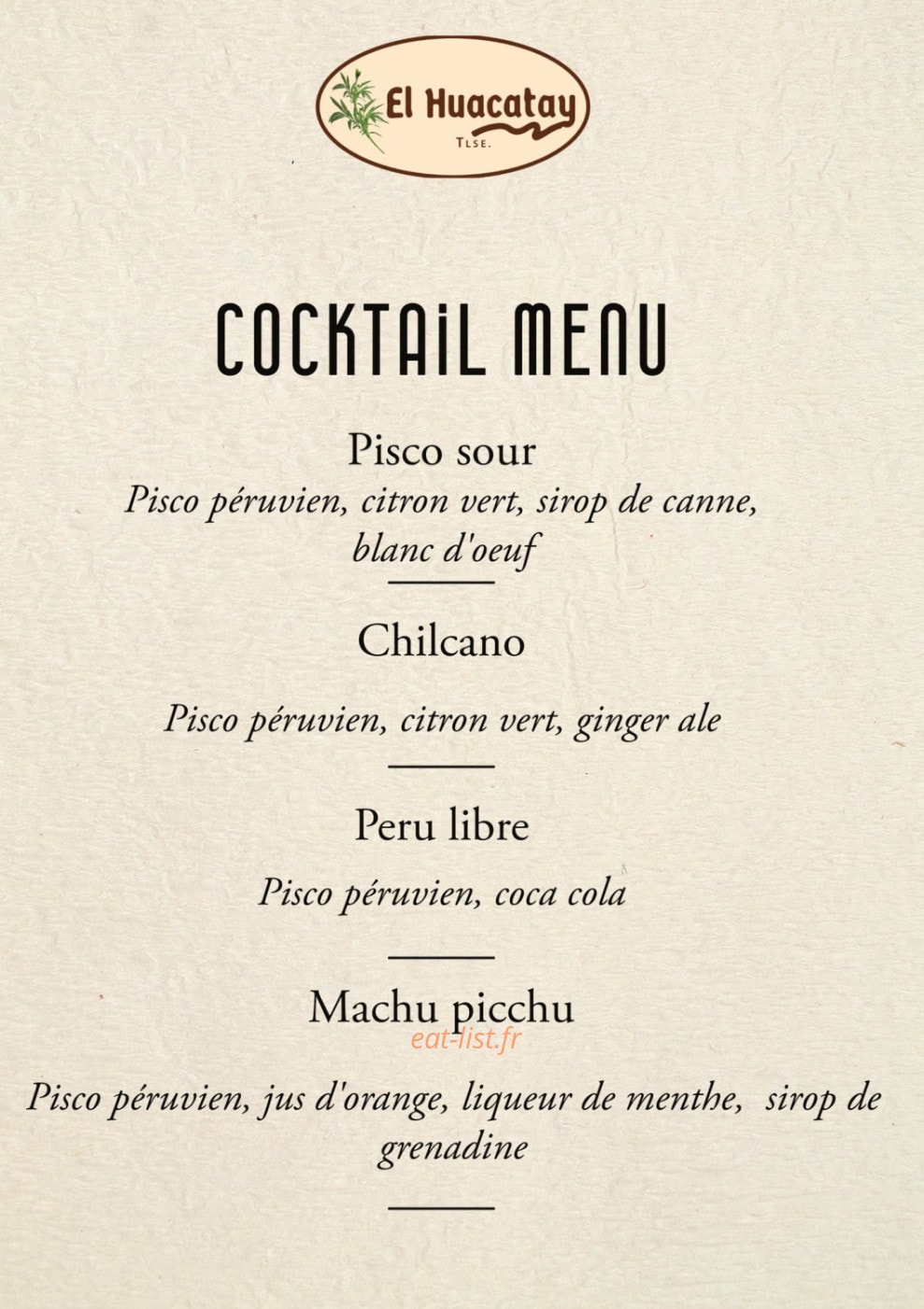 El Huacatay Tlse — carte page 2