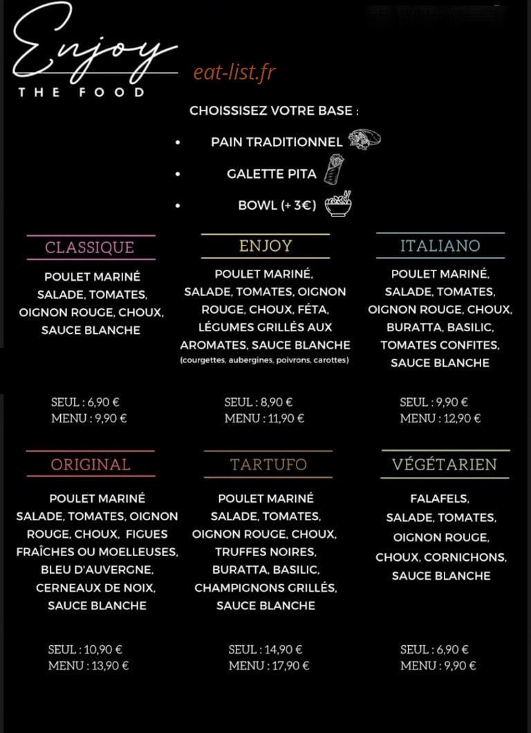 Enjoy The Food — carte page 3