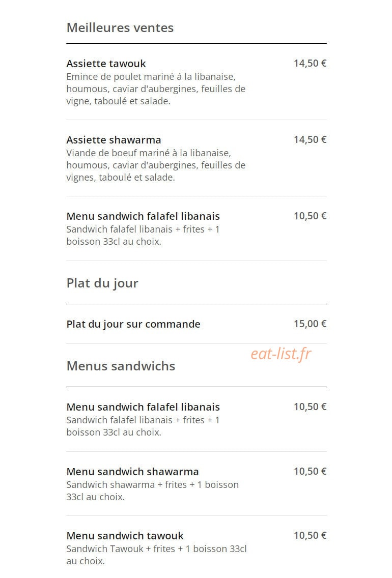Falafelbox — carte page 1