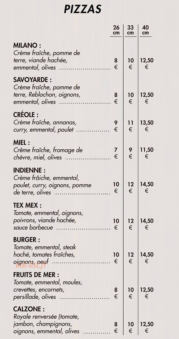 Fast and pizza — carte page 1