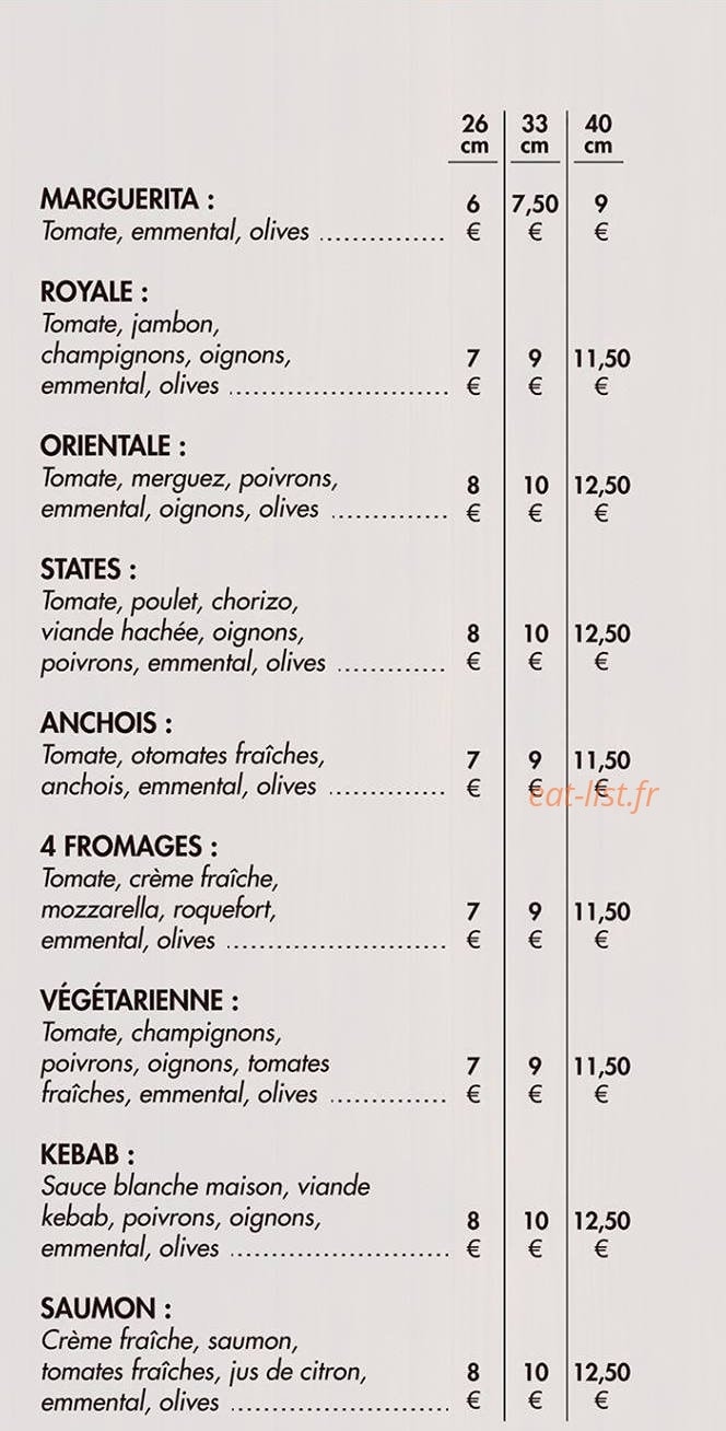 Fast and pizza — carte page 2