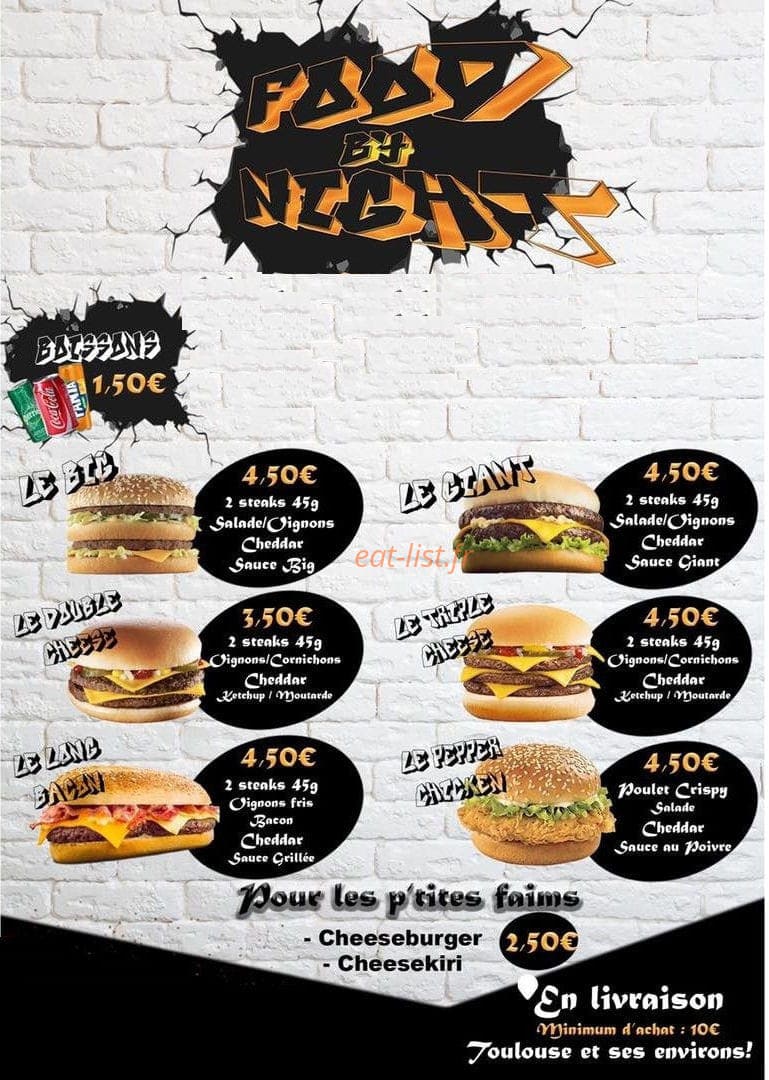 Food By Night — carte page 1