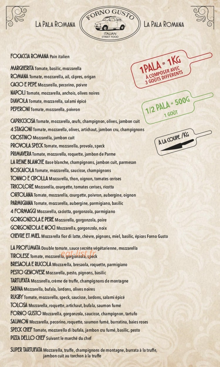 Forno Gusto — carte page 1