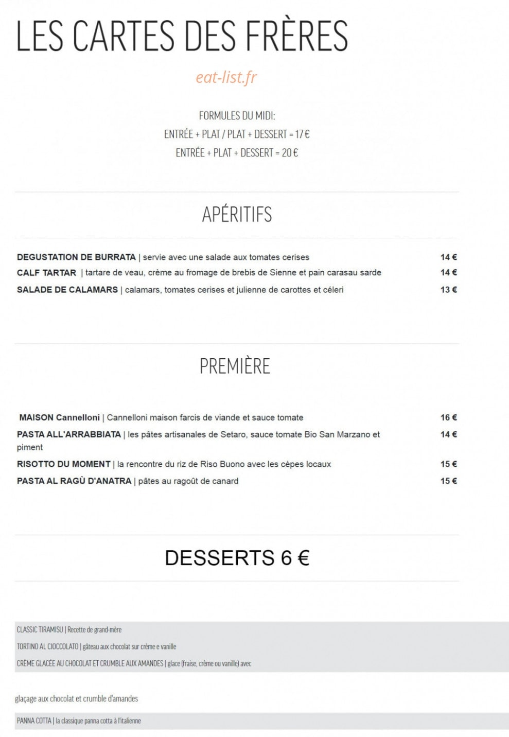 Fratelli — carte page 1