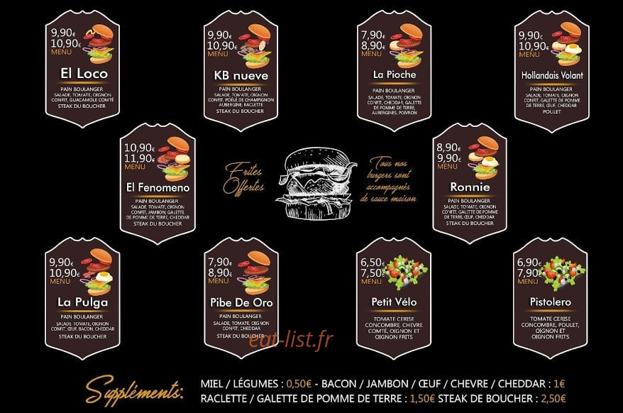 Fut Burger — carte page 1