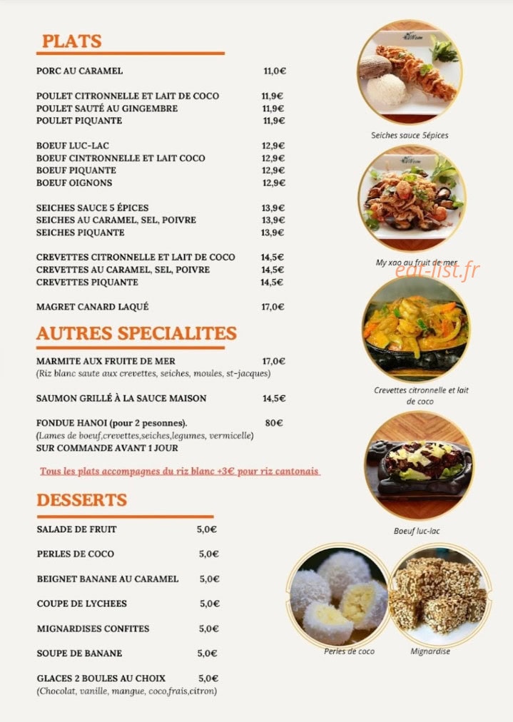 Hanoi Bistro — carte page 2