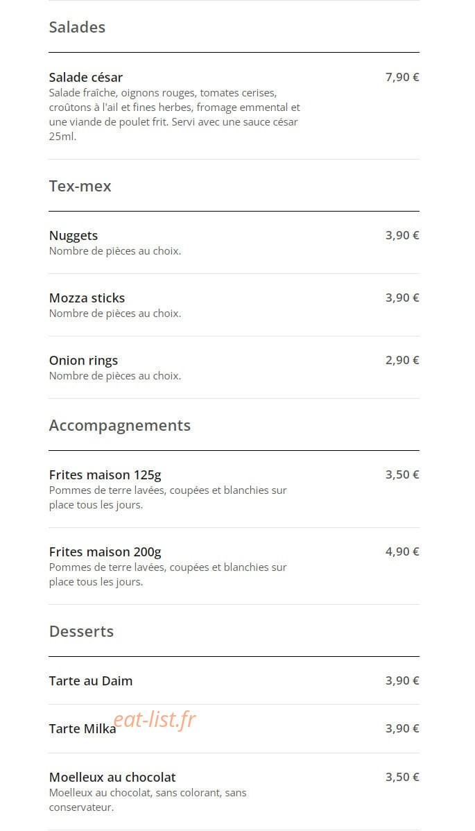 Harry's Hot-Dog — carte page 3