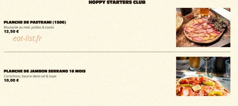 Hoppy Monkey Club — carte page 1