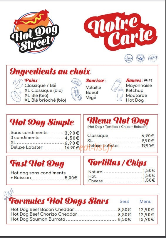 Hot Dog — carte page 1