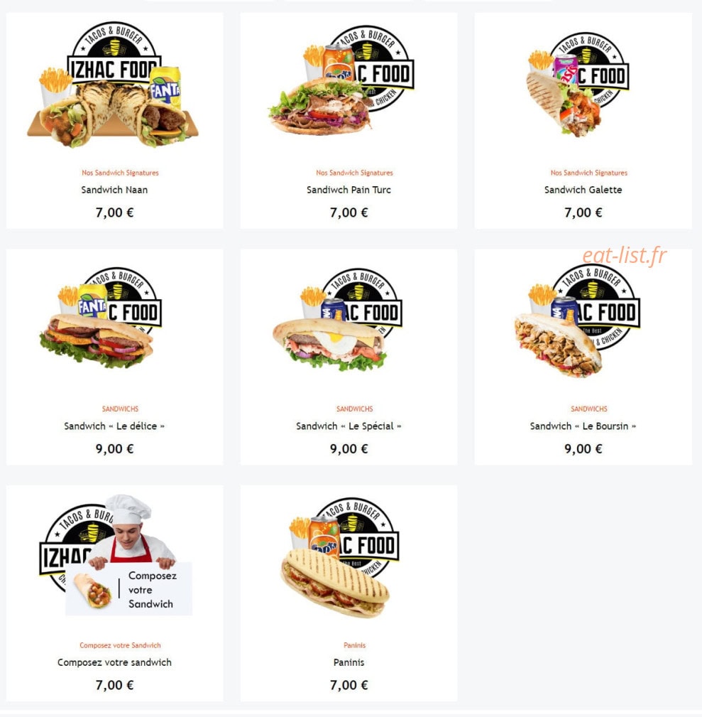 Izhac Food — carte page 2