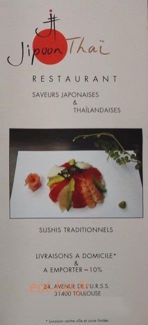 Jipoon Thaï — carte page 1