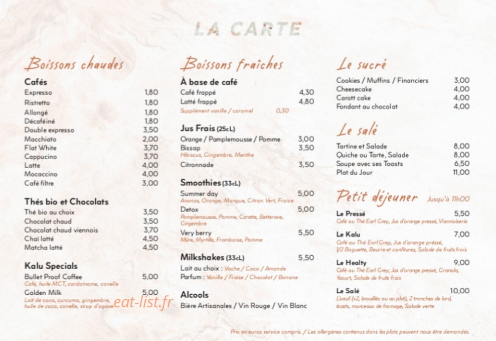 Kalu Coffee — carte page 3