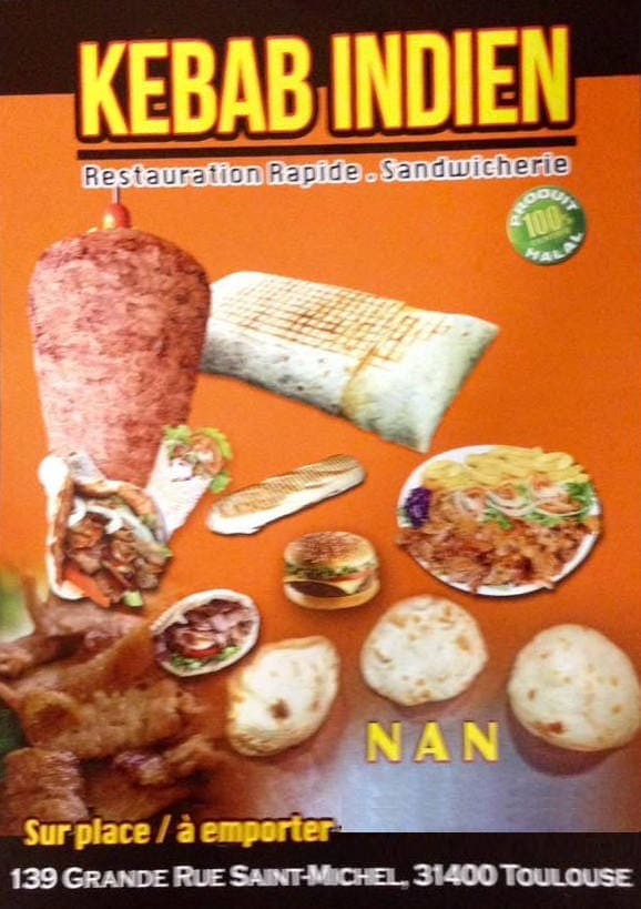 Kebab Indien — carte page 1