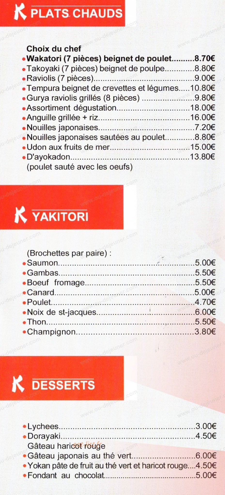 Kimato Sushi — carte page 4