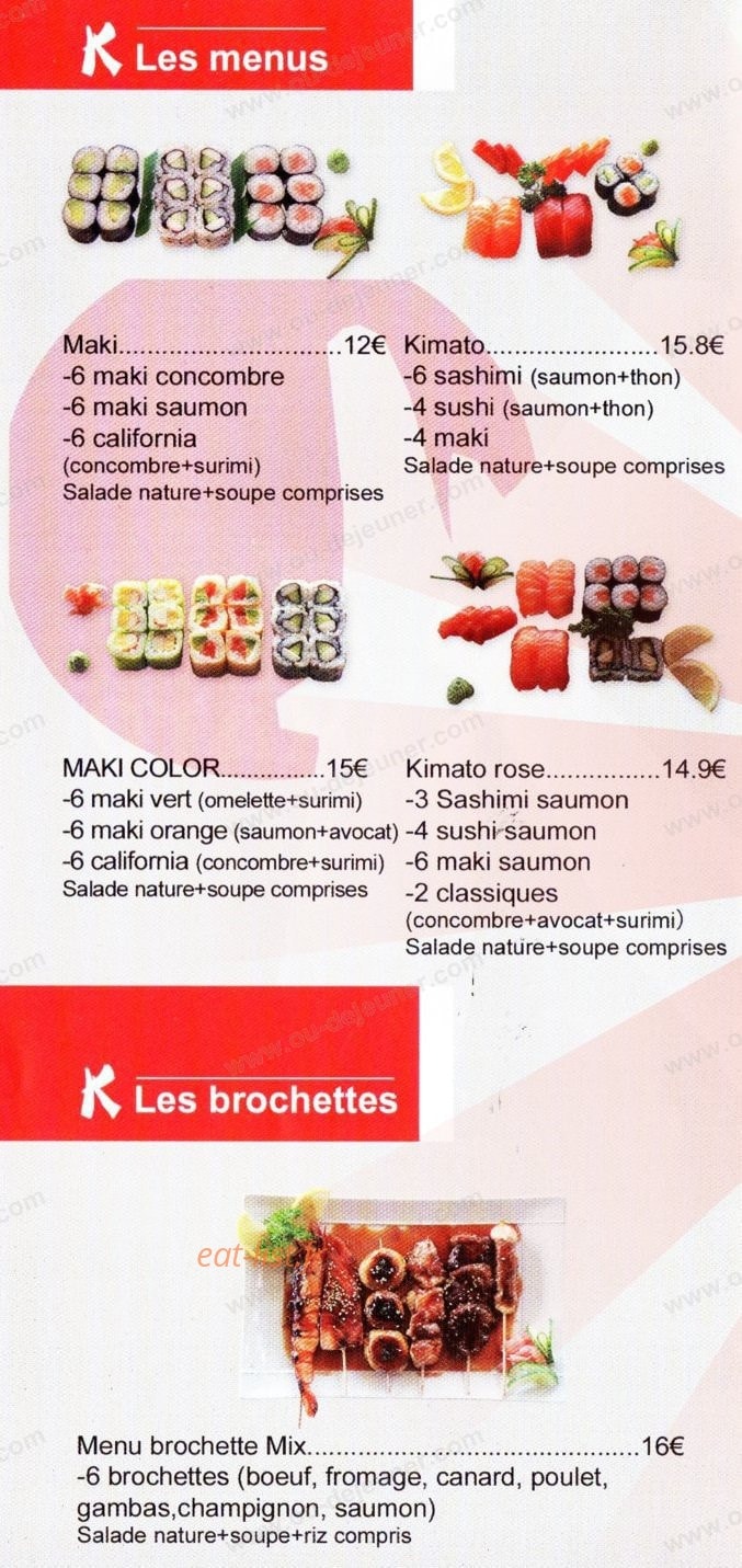Kimato Sushi — carte page 1