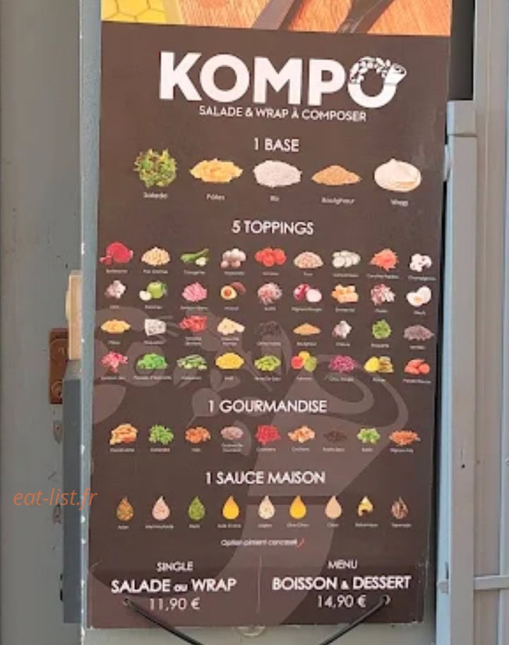 Carte et menu de Kompo à Toulouse — Kompo